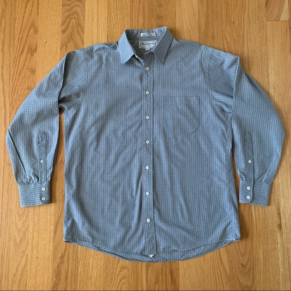 Burberry Gray Plaid Button Up Sz 16-33